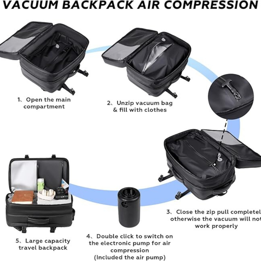 Traveling Bag Vacuum Compression With Air Pump Device 17-Inch Backpack, Waterproof Oxford Fabric